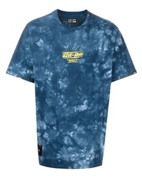 dunkelblaues Mit Batikmuster T-Shirt mit einem Rundhalsausschnitt von Izzue
