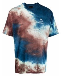 dunkelblaues Mit Batikmuster T-Shirt mit einem Rundhalsausschnitt von Mauna Kea