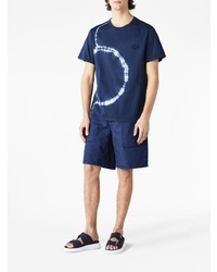 dunkelblaues Mit Batikmuster T-Shirt mit einem Rundhalsausschnitt von A.P.C.