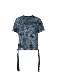 dunkelblaues Mit Batikmuster T-Shirt mit einem Rundhalsausschnitt von Sacai