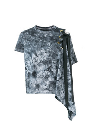 dunkelblaues Mit Batikmuster T-Shirt mit einem Rundhalsausschnitt von Sacai