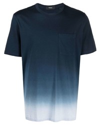 dunkelblaues Mit Batikmuster T-Shirt mit einem Rundhalsausschnitt von Theory