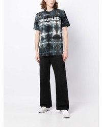 dunkelblaues Mit Batikmuster T-Shirt mit einem Rundhalsausschnitt von Nahmias