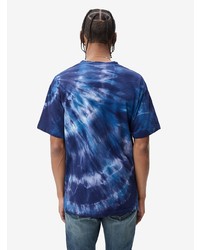 dunkelblaues Mit Batikmuster T-Shirt mit einem Rundhalsausschnitt von John Elliott