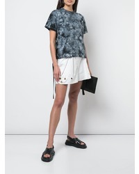 dunkelblaues Mit Batikmuster T-Shirt mit einem Rundhalsausschnitt von Sacai