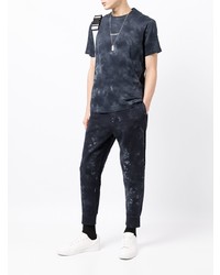 dunkelblaues Mit Batikmuster T-Shirt mit einem Rundhalsausschnitt von Armani Exchange