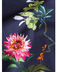 dunkelblaues T-Shirt mit einem Rundhalsausschnitt mit Blumenmuster von Etro