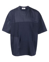 dunkelblaues T-Shirt mit einem Rundhalsausschnitt mit Flicken von Ambush