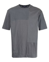 dunkelblaues T-Shirt mit einem Rundhalsausschnitt mit Flicken von Comme des Garcons Homme