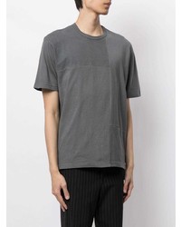 dunkelblaues T-Shirt mit einem Rundhalsausschnitt mit Flicken von Comme des Garcons Homme