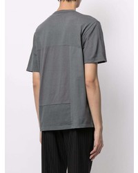 dunkelblaues T-Shirt mit einem Rundhalsausschnitt mit Flicken von Comme des Garcons Homme