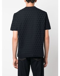 dunkelblaues T-Shirt mit einem Rundhalsausschnitt mit geometrischem Muster von Emporio Armani