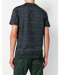 dunkelblaues T-Shirt mit einem Rundhalsausschnitt mit geometrischem Muster von Etro