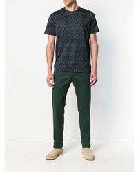 dunkelblaues T-Shirt mit einem Rundhalsausschnitt mit geometrischem Muster von Etro