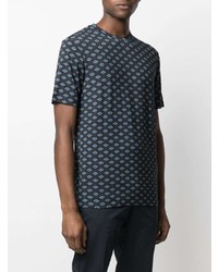 dunkelblaues T-Shirt mit einem Rundhalsausschnitt mit geometrischem Muster von Emporio Armani