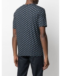 dunkelblaues T-Shirt mit einem Rundhalsausschnitt mit geometrischem Muster von Emporio Armani