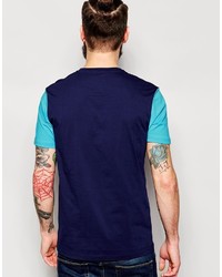 dunkelblaues T-Shirt mit einem Rundhalsausschnitt mit geometrischem Muster von Lyle & Scott