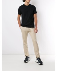 dunkelblaues T-Shirt mit einem Rundhalsausschnitt mit Hahnentritt-Muster von Emporio Armani