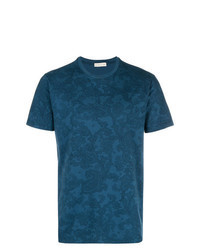 dunkelblaues T-Shirt mit einem Rundhalsausschnitt mit Paisley-Muster
