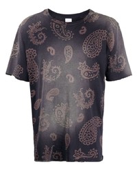 dunkelblaues T-Shirt mit einem Rundhalsausschnitt mit Paisley-Muster von Alchemist