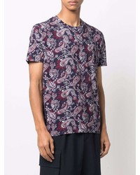 dunkelblaues T-Shirt mit einem Rundhalsausschnitt mit Paisley-Muster von Etro