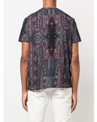 dunkelblaues T-Shirt mit einem Rundhalsausschnitt mit Paisley-Muster von Etro