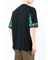 dunkelblaues T-Shirt mit einem Rundhalsausschnitt mit Paisley-Muster von Sacai