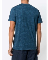 dunkelblaues T-Shirt mit einem Rundhalsausschnitt mit Paisley-Muster von Etro