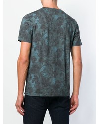 dunkelblaues T-Shirt mit einem Rundhalsausschnitt mit Paisley-Muster von Etro