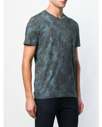 dunkelblaues T-Shirt mit einem Rundhalsausschnitt mit Paisley-Muster von Etro