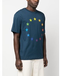 dunkelblaues T-Shirt mit einem Rundhalsausschnitt mit Sternenmuster von Études