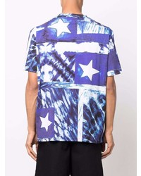 dunkelblaues T-Shirt mit einem Rundhalsausschnitt mit Sternenmuster von Just Cavalli