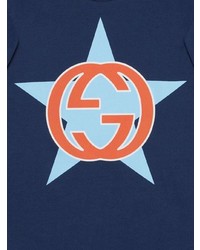 dunkelblaues T-Shirt mit einem Rundhalsausschnitt mit Sternenmuster von Gucci