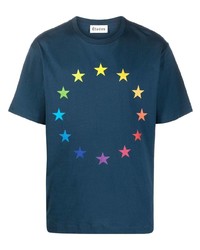 dunkelblaues T-Shirt mit einem Rundhalsausschnitt mit Sternenmuster von Études