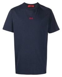 dunkelblaues T-Shirt mit einem Rundhalsausschnitt von 424