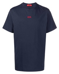 dunkelblaues T-Shirt mit einem Rundhalsausschnitt von 424