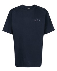 dunkelblaues T-Shirt mit einem Rundhalsausschnitt von agnès b.