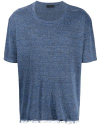 dunkelblaues T-Shirt mit einem Rundhalsausschnitt von Alanui