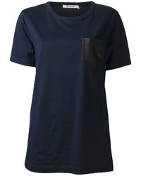 dunkelblaues T-Shirt mit einem Rundhalsausschnitt von Alexander Wang