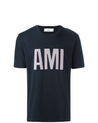 dunkelblaues T-Shirt mit einem Rundhalsausschnitt von AMI Alexandre Mattiussi