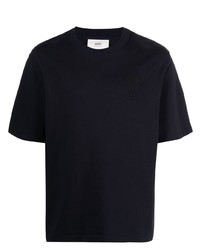 dunkelblaues T-Shirt mit einem Rundhalsausschnitt von Ami Paris