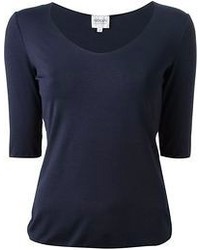 dunkelblaues T-Shirt mit einem Rundhalsausschnitt von Armani Collezioni