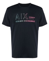 dunkelblaues T-Shirt mit einem Rundhalsausschnitt von Armani Exchange