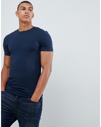 dunkelblaues T-Shirt mit einem Rundhalsausschnitt von ASOS DESIGN
