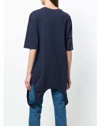 dunkelblaues T-Shirt mit einem Rundhalsausschnitt von Yang Li