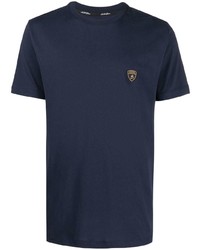 dunkelblaues T-Shirt mit einem Rundhalsausschnitt von Automobili Lamborghini