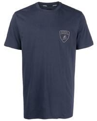 dunkelblaues T-Shirt mit einem Rundhalsausschnitt von Automobili Lamborghini