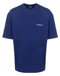 dunkelblaues T-Shirt mit einem Rundhalsausschnitt von Balenciaga