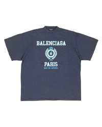 dunkelblaues T-Shirt mit einem Rundhalsausschnitt von Balenciaga
