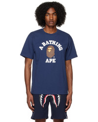dunkelblaues T-Shirt mit einem Rundhalsausschnitt von BAPE